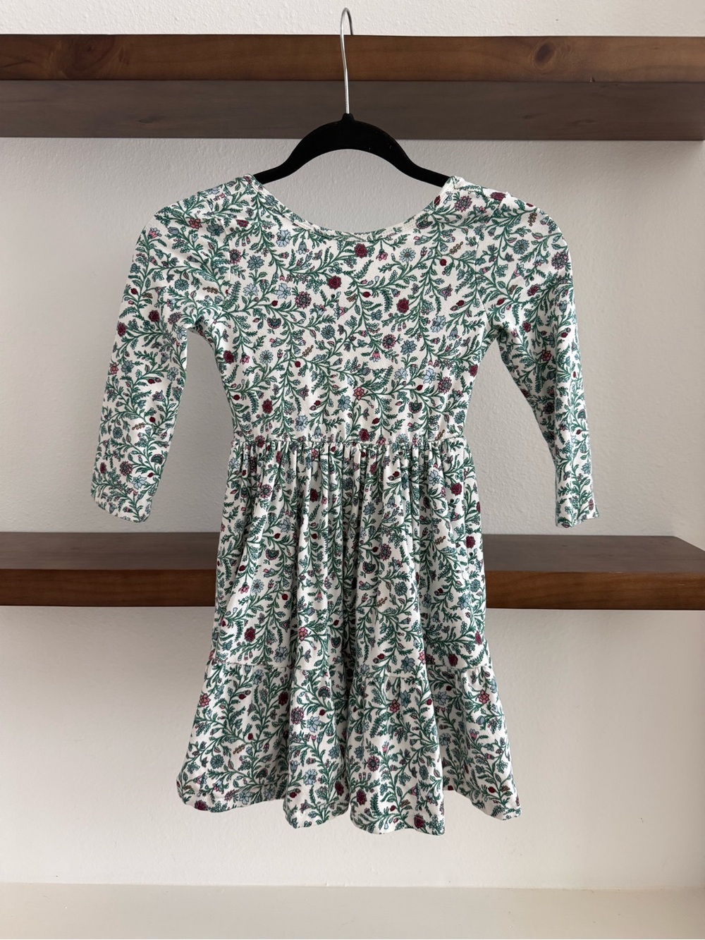 Janie and Jack Green, White & Red Floral Knit Twirl Dress